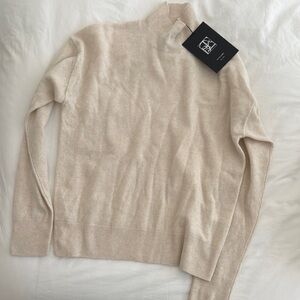 OAK + FORT Cream Cashmere Turtleneck Sweater